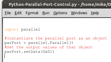 Python parallel port control